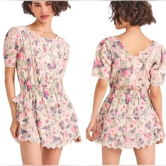 Loveshackfancy Mavis Ruffle Eyelet Floral Mini Dress Size Small - Picture 4 of 16